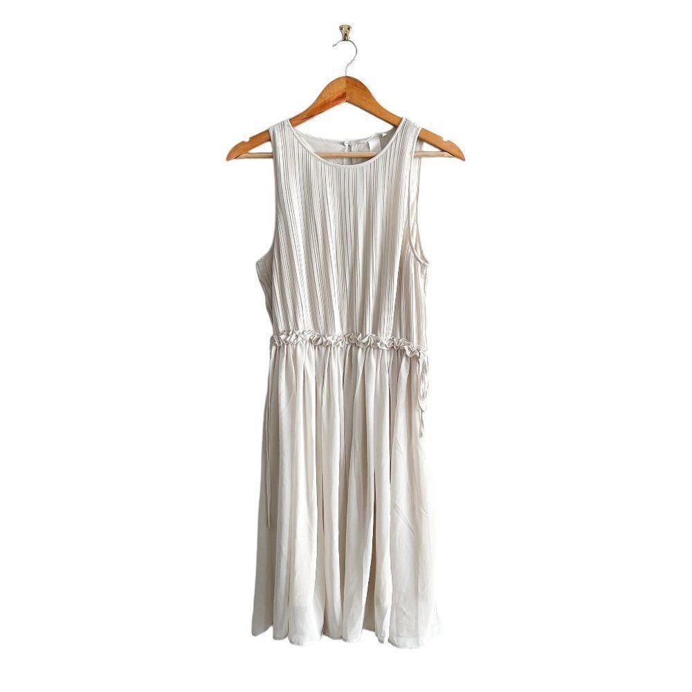 H&M Cream Sleeveless Pleated Mini Dress
